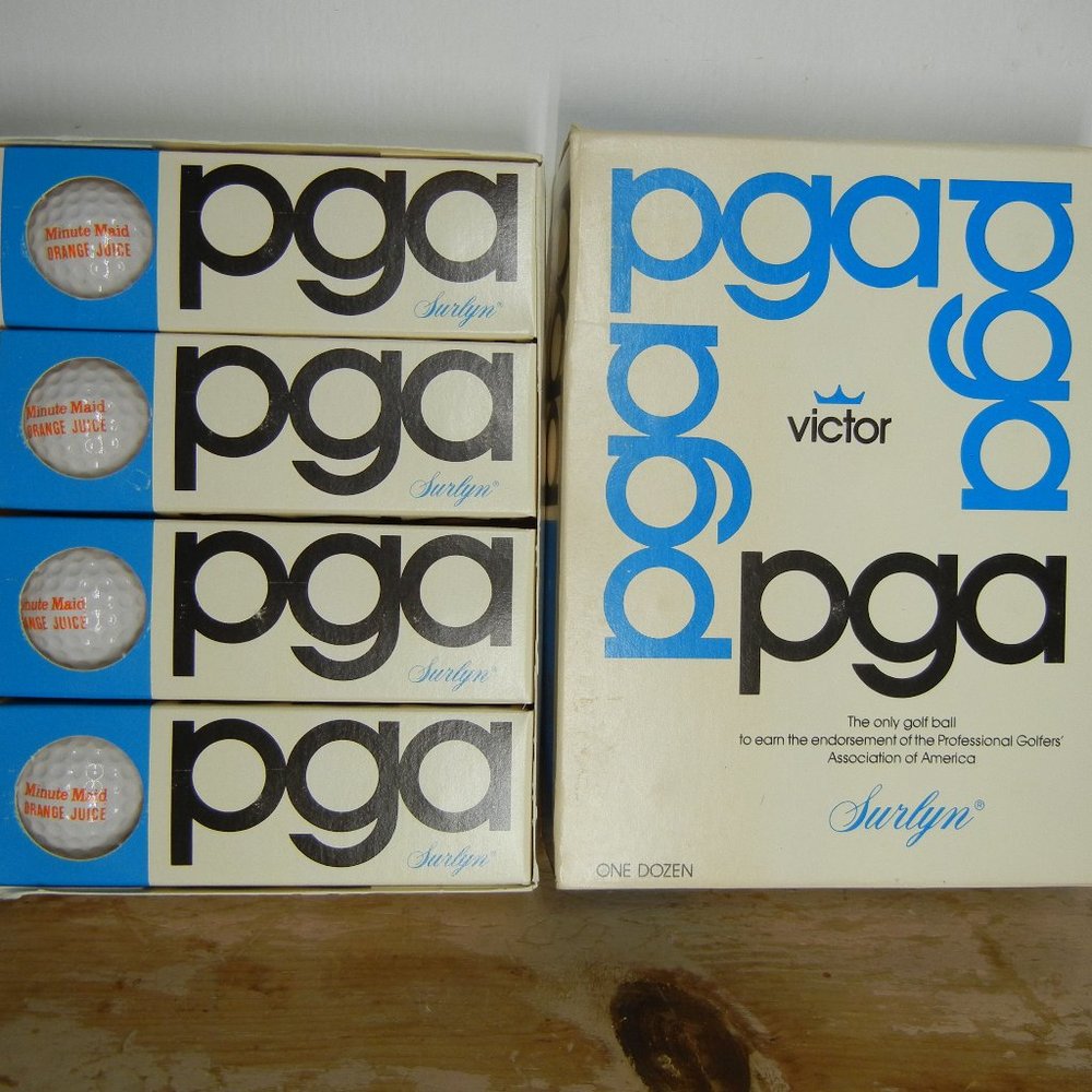 Vtg NIB 12 Victor PGA Surlyn Minute Made Orange Juice Golf balls